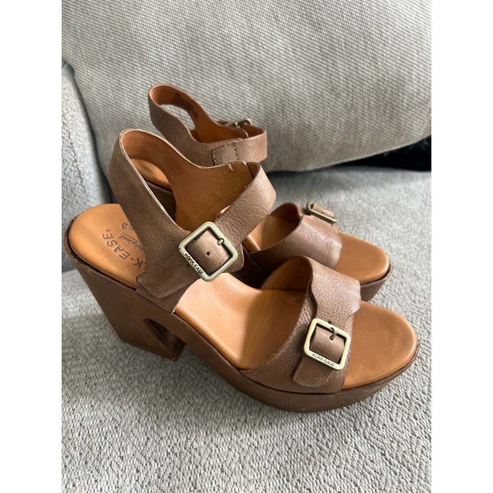 Kork-Ease Women's Brown Leather Wedge Sandals Size 8